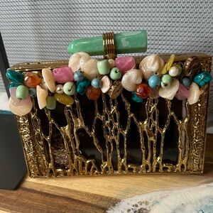 Artistic Gemstone Embellished Clutch